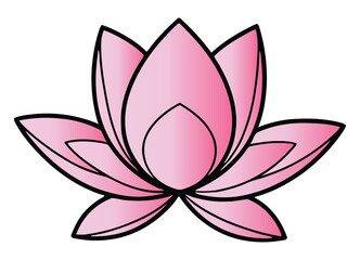 Serene Pink Shaded Lotus Flower with Elegant Black Outline Illustration