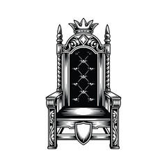 Illustration of royal throne with crown