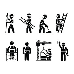 Construction worker pictogram with black color