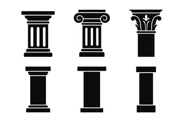 Fototapeta premium Collection of classic architectural column silhouettes in black