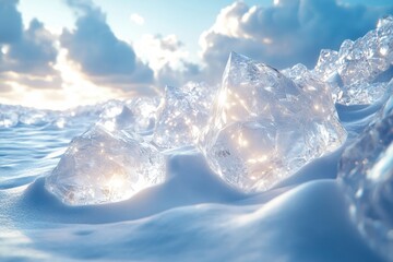 Ice forming on the water's surface.