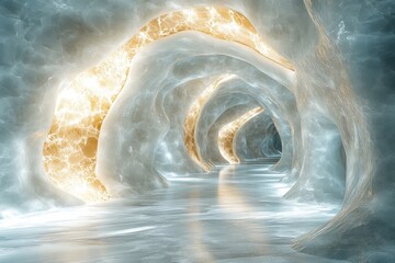 Light shining from tunnel entrance.