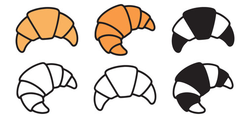Assortment of Delicious Croissant Pastry Illustrations in Various Hues
