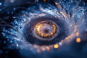 Spiral of light and water intertwined gracefully.