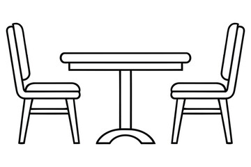 Outline Drawing of a Dining Table and Two Chairs for Interior Decor