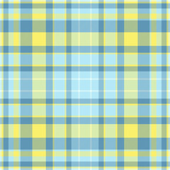 Volume seamless background texture, structure check textile tartan. Mat pattern plaid fabric vector in cyan and yellow colors.