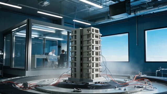 Advanced Engineering Testing Facility with Building Model on Rotating Platform