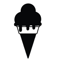 Classic Three Scoop Ice Cream Cone Silhouette Sweet Summer Dessert Icon