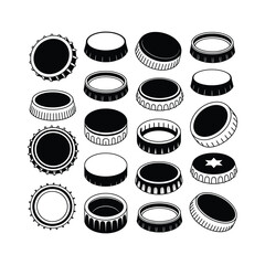 Collection of bottle cap silhouettes for diverse applications