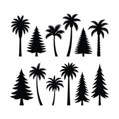Collection of tree silhouettes for diverse applications