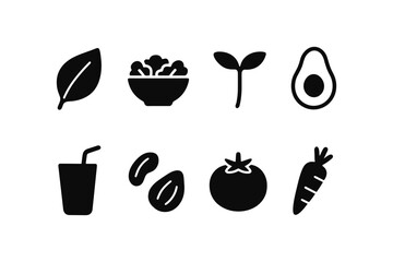 Minimalist vegetable and healthy food icons set for modern designs