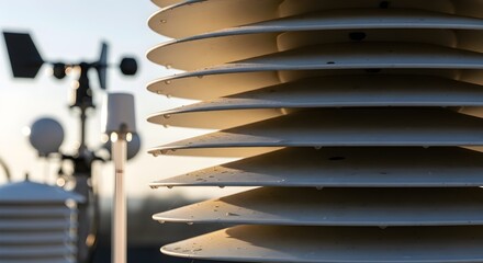 Weather Station Radiation Shield with Water Droplets