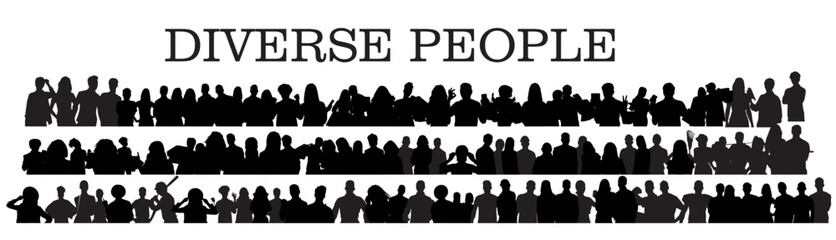 silhouette collection of diverse group of people vector illustration