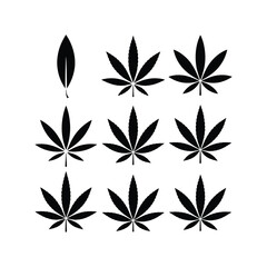 Marijuana and hemp leaves in a square pattern