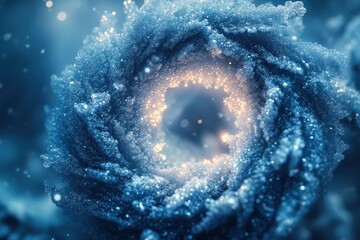 Blue and white spiral with snow.