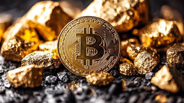 Gold coins and bitcoin symbolizing the fusion of traditional wealth and digital currency in modern finance