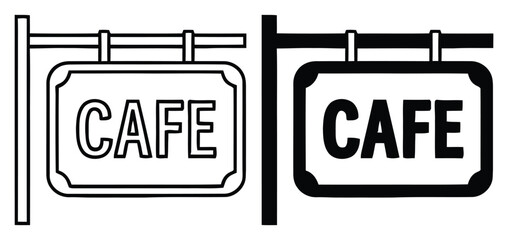 Charming Hanging Cafe Shop Signs Vector Graphic Design Elements