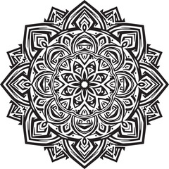 Fototapeta premium Intricate black and white floral mandala design with symmetrical patterns