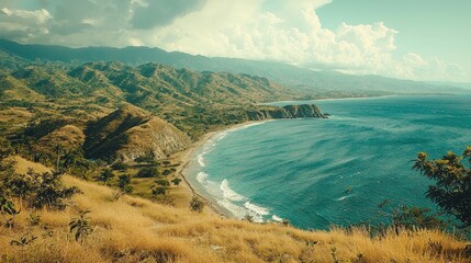 Haiti landscape rugged mountains and tropical coast beautiful nature view