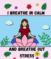 i breathe in calm motivational meditation quote mental health poster useful for mental stress related projects printable for textile instagram facebook post