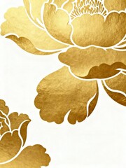 Naklejka premium Golden Peony Flower Pattern on White Background