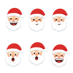 Santa Claus Emoji Set — Cute Flat Vector