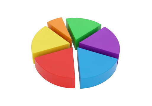 Pie chart visualizing data and proportions with multiple colors isolated on transparent background