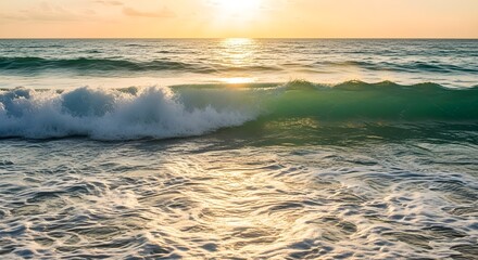 Ocean wave at sunset
