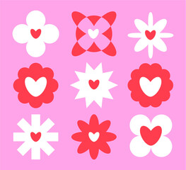 Sweet Valentine's Day Floral Heart Shapes Collection