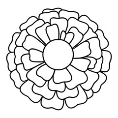 Ornate Round Floral Blossom Outline with Circular Ring Feature