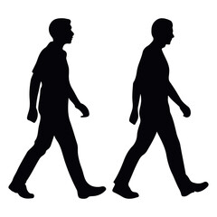 Human walking  man silhouette white background