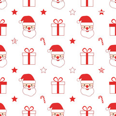 Santa Claus Pattern — Seamless Christmas Vector on White