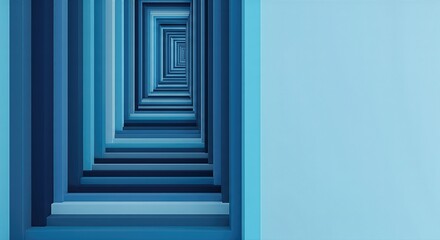 Obraz premium Endless geometric shapes in blue tones creating a mesmerizing tunnel effect