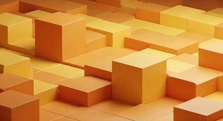 Fototapeta premium Abstract geometric composition with orange and yellow blocks in a dynamic layout