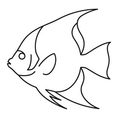 Elegant Tropical Aquarium Fish Line Art Drawing for Creative Design Projects