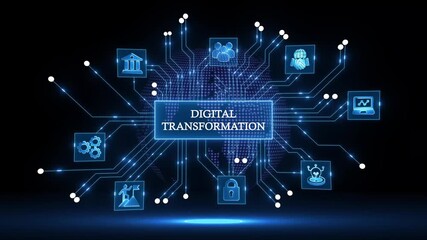 Digital transformation concept network connecting global business finance technology innovation growth security and teamwork with abstract earth background and glowing circuit - Powered by Adobe