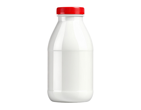 Minimalist Milk Container with Red Lid for Dairy Packaging Isolated on Transparent Background PNG