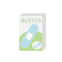 箱入り絆創膏のかわいいイラスト