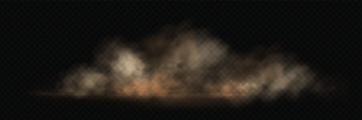 Fototapeta premium Isolated desert storm powder splash with air fog overlay and muddy ground vector texture.