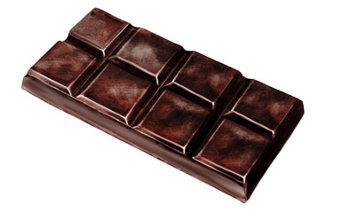 Chocolate bar watercolor. Hand drawn dark chocolate bar on isolated white background. Clip art of sweet dessert. Ideal for logo and packaging of sweets, coffee shop menu and recipes