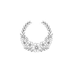 Obraz premium Floral wreath line art