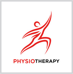 Dynamic abstract human silhouette logo for physiotherapy and rehabilitation services, emphasizing active movement, health, and physical wellness