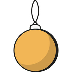 Yellow Christmas Bauble, Winter Toy Vector Icon Illustration