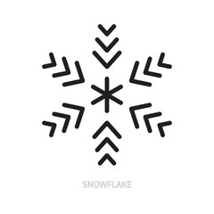 Snowflake line icon, symbol. Decoration element. Christmas, New Year, holiday, festive concept. Isolated on a white background. Flat design. Editable stroke. Vector illustration.