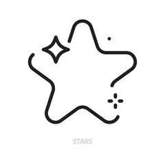 Stars line icon. Star and sparkle sign / symbol. Weather forecast & climate concept. Isolated on a white background. Editable stroke. Flat design. Vector illustration.