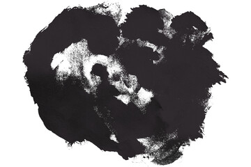 Black watercolor brush background on transparent background