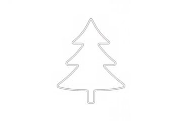 Christmas tree clean outline icon symbol on a transparent background for winter holiday designs