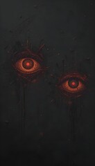Glowing surveillance eyes concept on dark abstract background