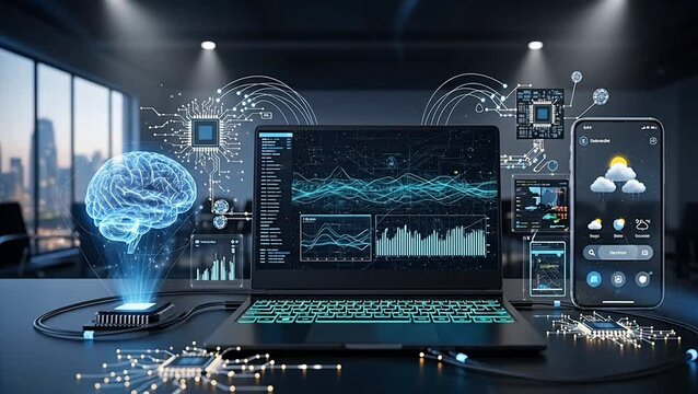 Digital data flow connection from computer brain artificial intelligence devices