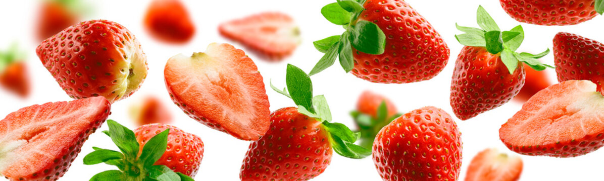 Strawberry berry levitating on a white background